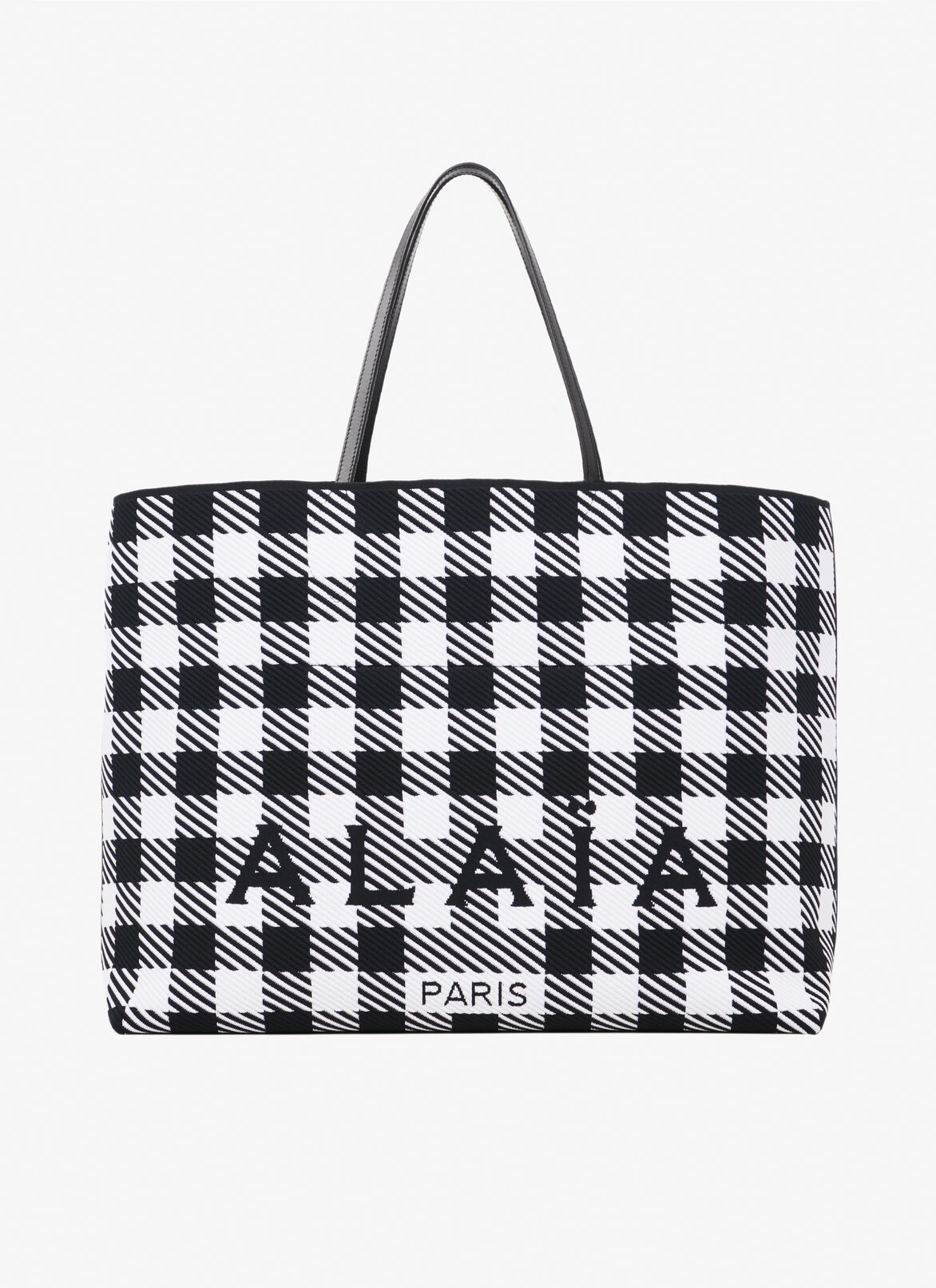 Large checkered tote bag ALAÏA BLACK/WHITE LARGE CHECKERED TOTE BAG